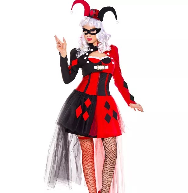 F1931 Naughty Harlequin Clown Costume Dress
